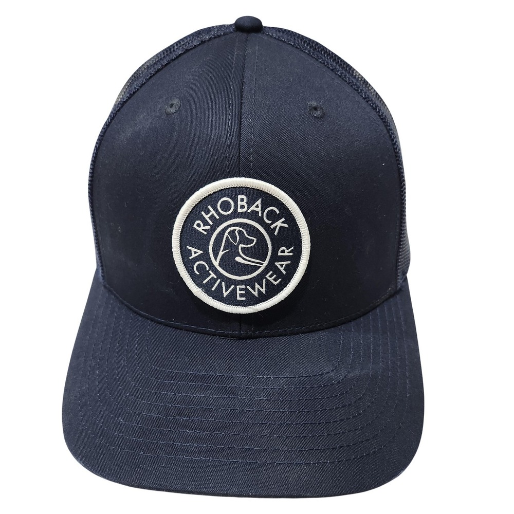 Rhoback Hat Cap Snap Back Mens One Size Blue Mesh Trucker Dog Patch Logo